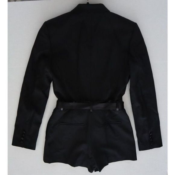 Helmut Lang L09HW203 Women's Sz 2 / US XS Black Stretch Wool Tuxedo Romper $595+ - Picture 2 of 11
